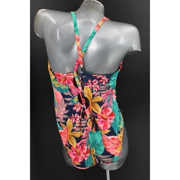 KONA SOL 16W FLORAL PRINT BRAIDED BACK ONE PIECE SWIMSUIT - Picture 2 of 9